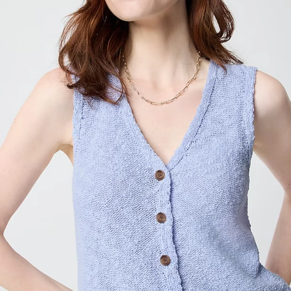 J. Crew Blue Cotton Blend V- Neck Lightweight Sweater Vest, Size XL, NWT
